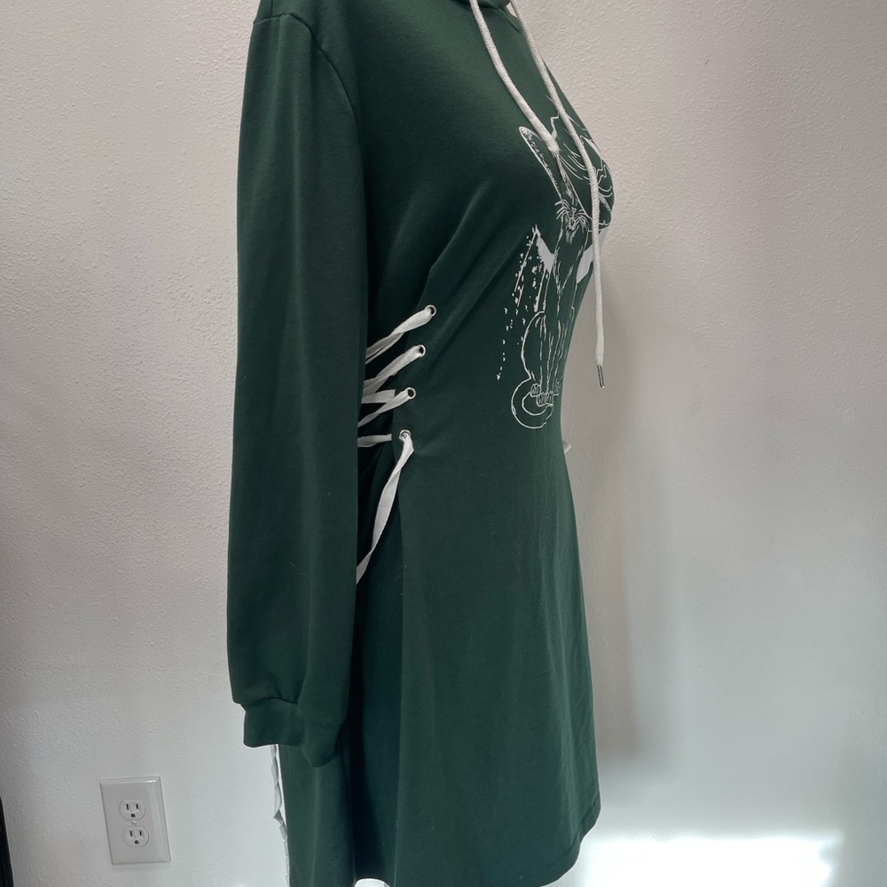 Dresslily Green Halloween Cat Hoodie - Picture 3 of 7